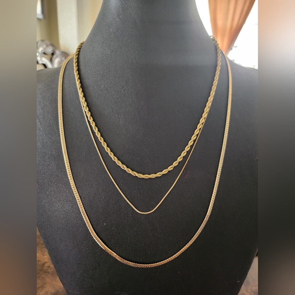 Gold plated 3 necklaces